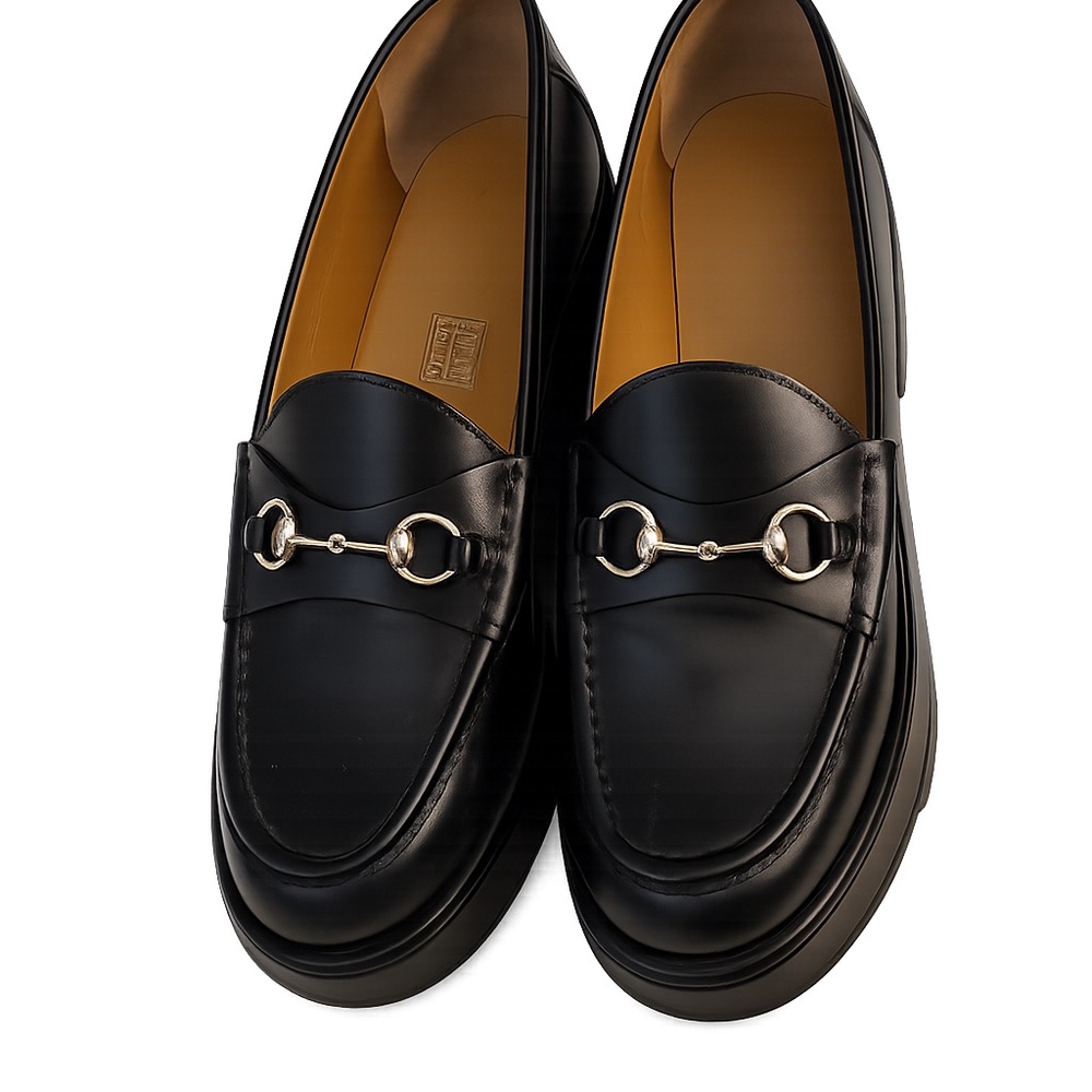 Gucci Black Leather Idle Platform Loafers